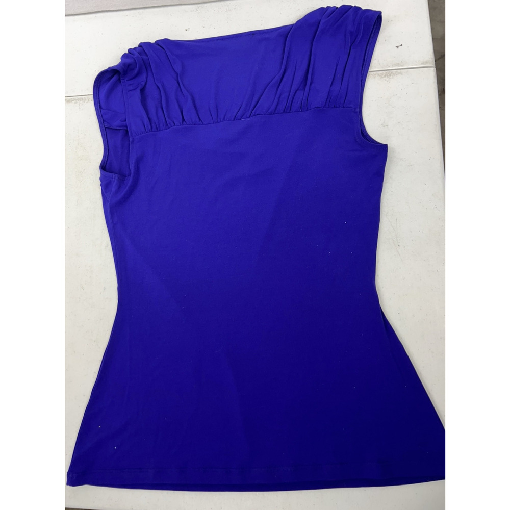 EXPRESS Royal‎ Blue Sleeveless Blouse Medium Cowl Neck Drape Party Chic - Picture 2 of 7